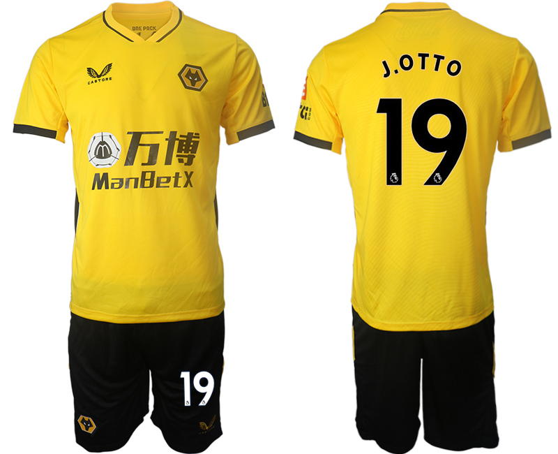 Men 2021-2022 Club Wolverhampton Wanderers home yellow #19 Soccer Jersey->other club jersey->Soccer Club Jersey